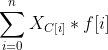 \sum_{i=0}^{n}X_{C[i]}*f[i]
