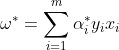 \omega^*=\sum_{i=1}^{m}\alpha_i^*y_ix_i{\quad}{\quad}