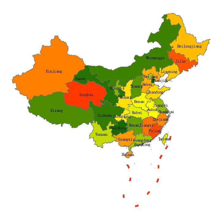 我国省级单位（英文属性）