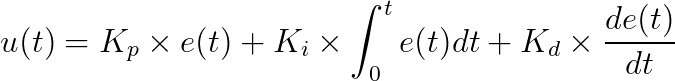 gif.latex?%5Cdpi%7B200%7D%20u%28t%29%3DK_%7Bp%7D%5Ctimes%20e%28t%29+K_%7Bi%7D%5Ctimes%20%5Cint_%7B0%7D%5E%7Bt%7De%28t%29dt+K_%7Bd%7D%5Ctimes%20%5Cfrac%7Bde%28t%29%7D%7Bdt%7D