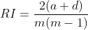 RI=\frac{2(a+d)}{m(m-1)}