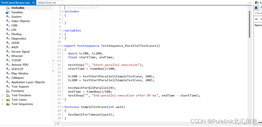 支持Python的新版vTESTstudio测试用例编写方法大集合（下）图 23 CAPL编辑区域