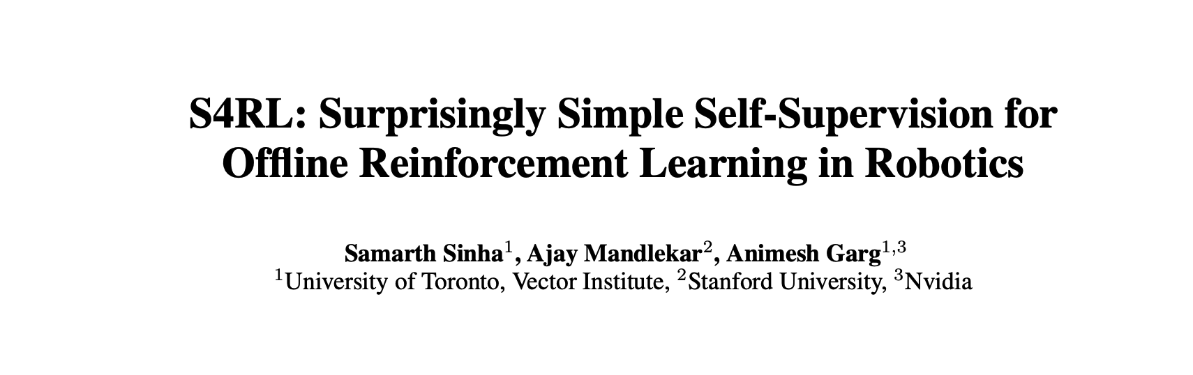 S4RL: Surprisingly Simple Self-Supervision for Offline Reinforcement Learning in Robotics