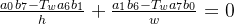 \frac{a_{0}b_{7}-T_{w}a_{6}b_{1}}{h}+\frac{a_{1}b_{6}-T_{w}a_{7}b_{0}}{w}=0