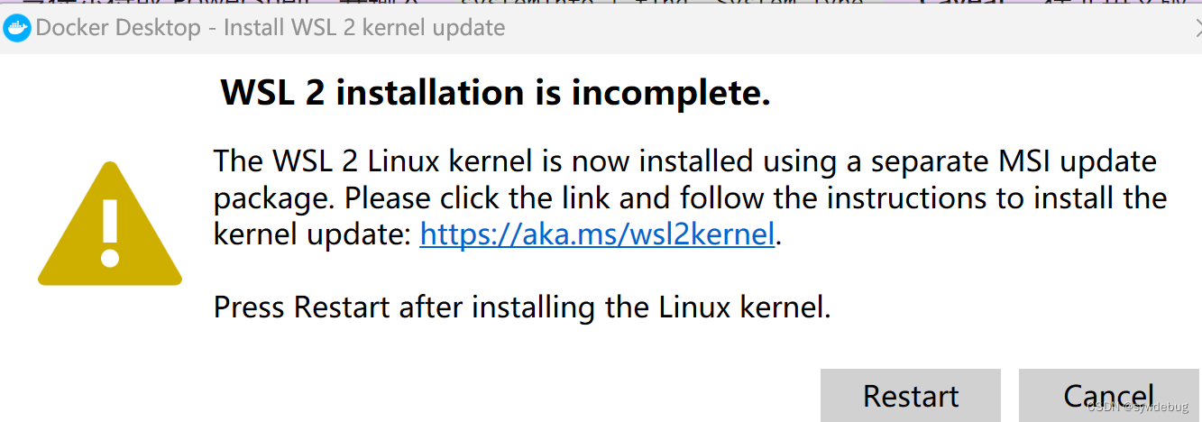 Docker Desktop提示安装WSL2
