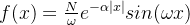 \large f(x)=\frac{N}{ \omega }e^{-\alpha|x |} sin(\omega x)