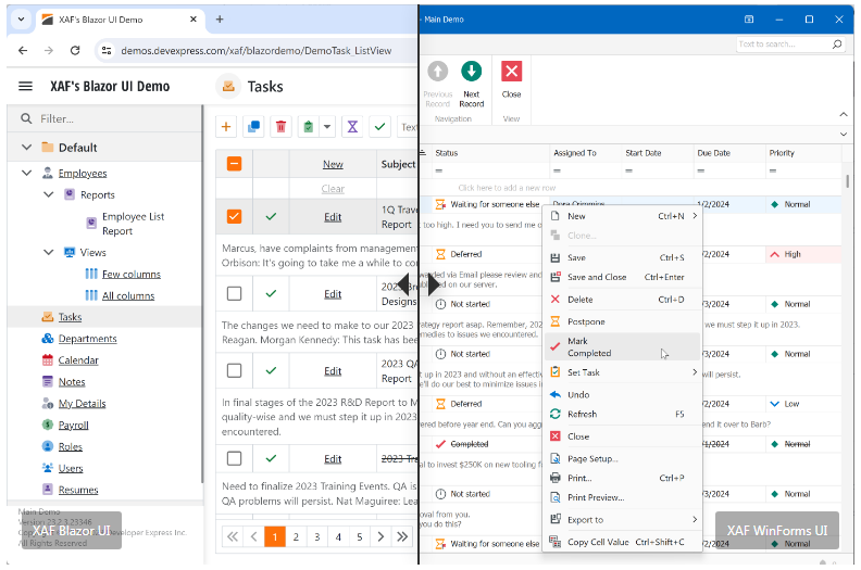 开发框架DevExpress XAF - Entity Framework Core 8支持.NET 8性能基准