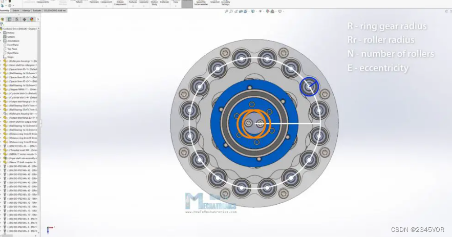 Input parameters for designing a cycloidal drive