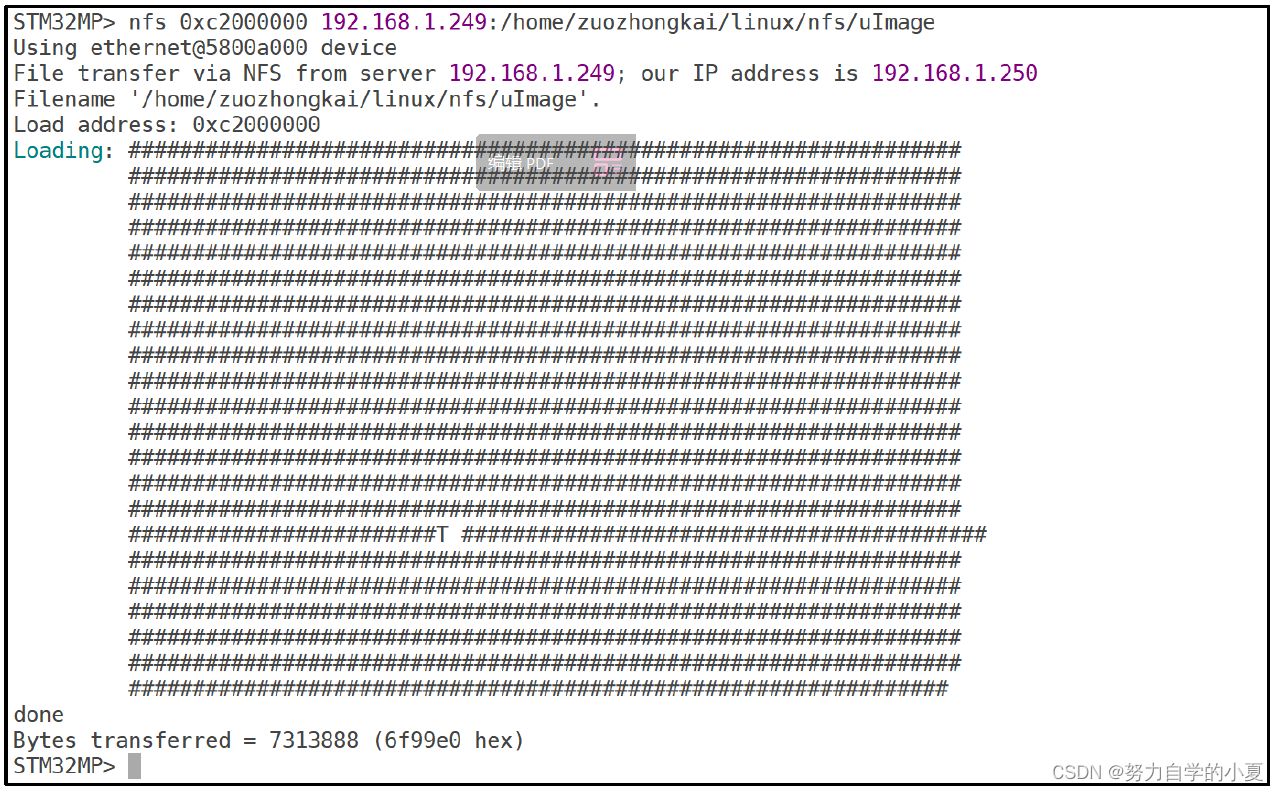 nfs命令下载uImage过程