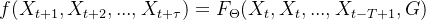 f(X_{t+1},X_{t+2},...,X_{t+\tau })=F_{\Theta }(X_{t},X_{t},...,X_{t-T+1},G)