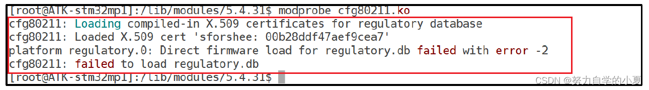 加载cfg80211.ko模块报警