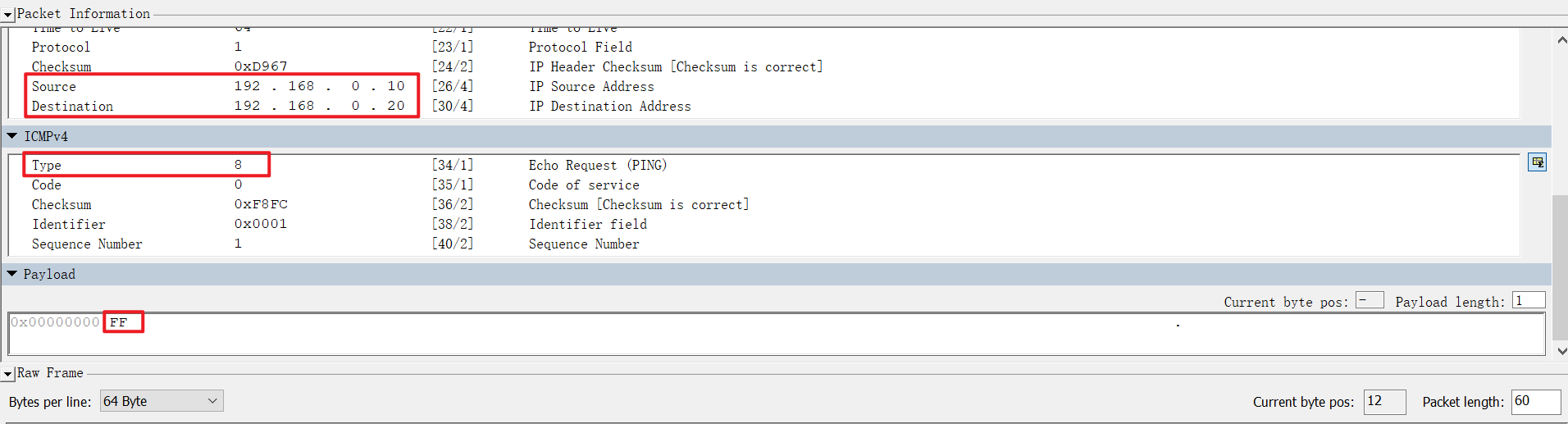 Packet Information界面