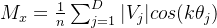 M_x = \frac{1}{n}\sum_{j=1}^{D}|V_j |cos(k\theta_j)