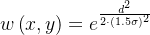 w\left ( x,y \right )=e^{\frac{d^{2}}{2\cdot \left ( 1.5\sigma \right )^{2}}}