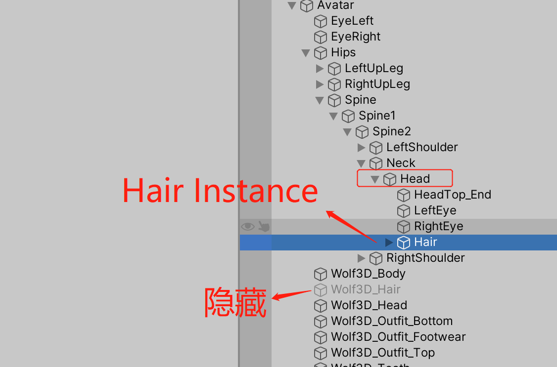 Hair 替换