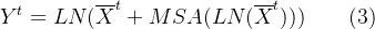 Y^t = LN(\overline{X}^t + MSA(LN(\overline{X}^t)))\qquad(3)