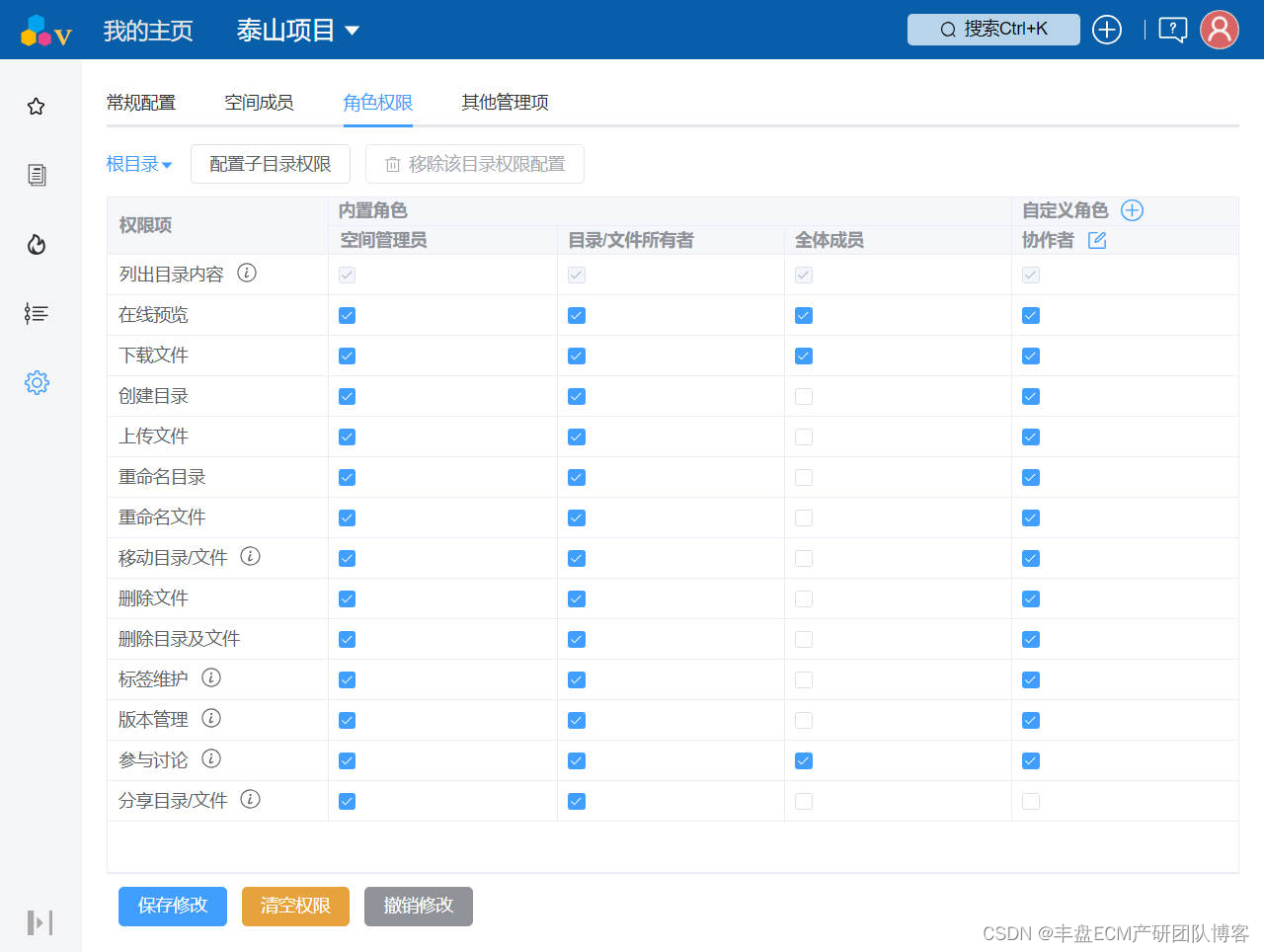 空间管理-角色权限配置
