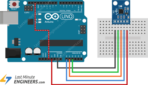 将ADXL335加速度计模块连接到Arduino UNO