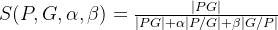 S(P,G,\alpha ,\beta )=\frac{|PG|}{|PG|+\alpha |P/G|+\beta |G/P|}