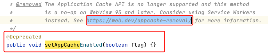 WebSettings.setAppCacheEnabled()方法废弃