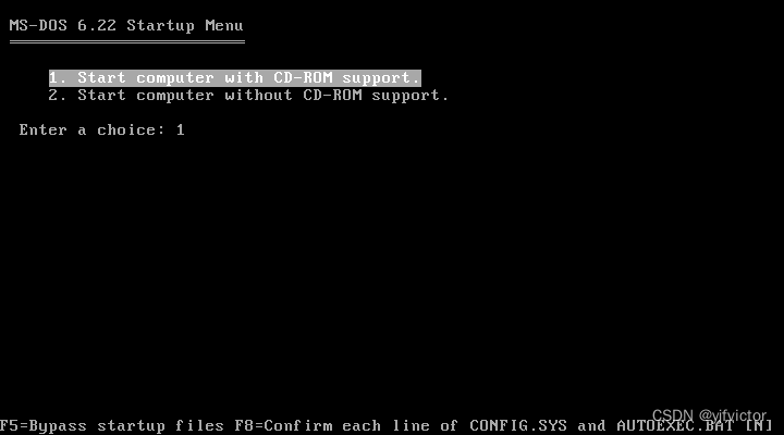 MS-DOS 6.22 启动菜单